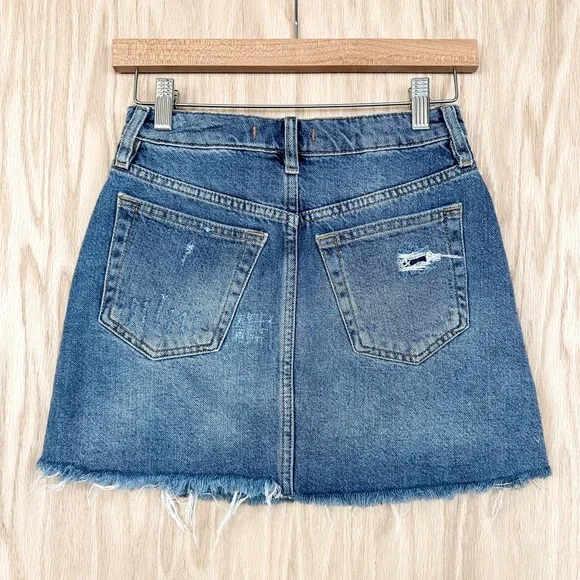 We The Free by Free People Harvey Distressed Denim Mini Skirt - Picture 4 of 6